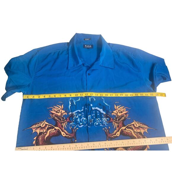 Y2K‎ KAD Clothing Twin Dragons Print Button Down Short Sleeve Shirt, Size XL - Picture 5 of 9